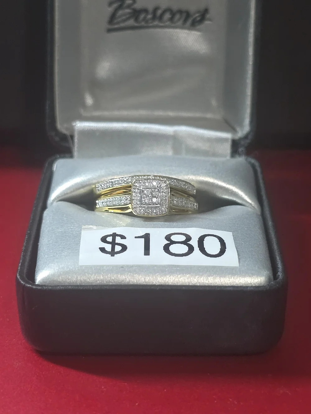 Gold Over 925 Silver Tone With real Diamond Halo Ring Size7